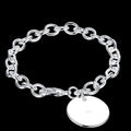 Bracelet de marque rond simple et tendance en argent sterling 925, idéal pour un port quotidien et cadeaux d’anniversaire ou de fêtes.