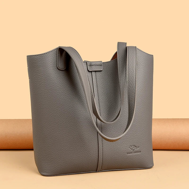 Sac à main en cuir PU pour femmes, grand tote carré, bandoulière polyvalente et mode.