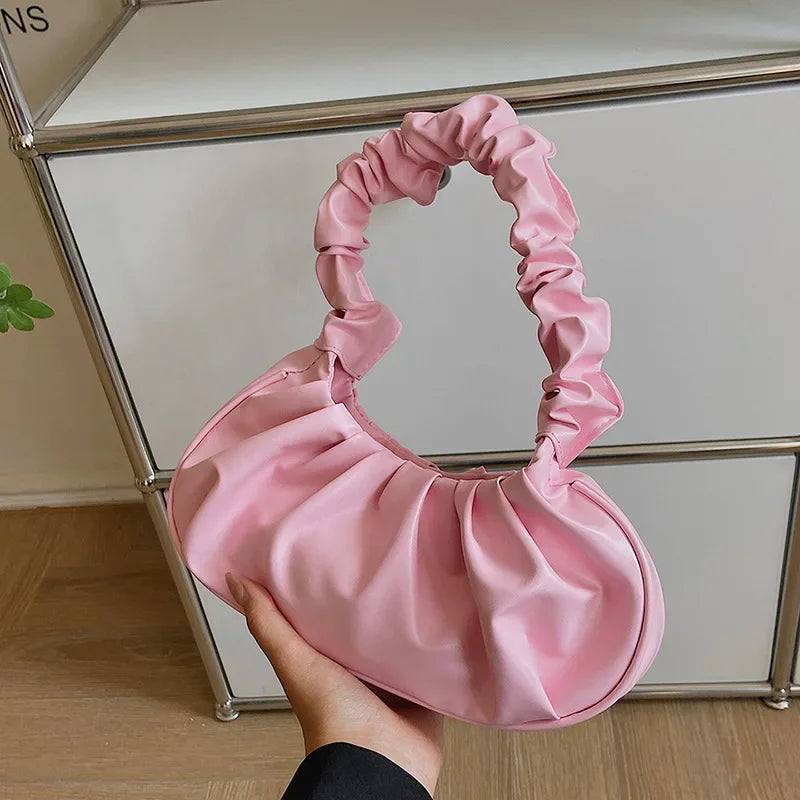 Sacs à Main Plissés Femme Poignée PU Sacs Nuage Loisir Sac Aisselle Shopping Bandoulière Raviolis Sac à Main Femme.
