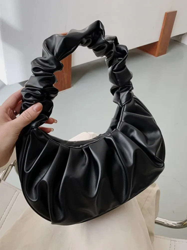 Sacs à Main Plissés Femme Poignée PU Sacs Nuage Loisir Sac Aisselle Shopping Bandoulière Raviolis Sac à Main Femme.