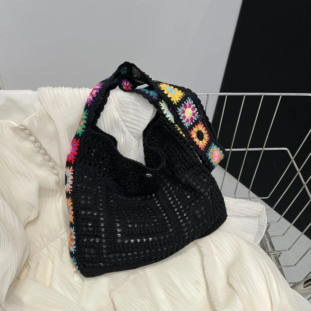 Sac bandoulière bohème en effet crochet, ultra tendance. Parfait pour un look festival ou casual. Livraison rapide AliExpress.