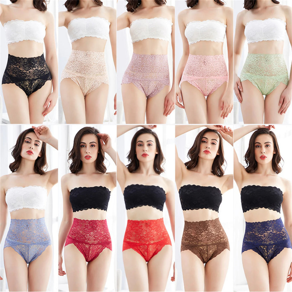 Culotte femme taille haute dentelle jacquard ajouré, sexy hipster grande taille sans couture respirante, culotte femme.