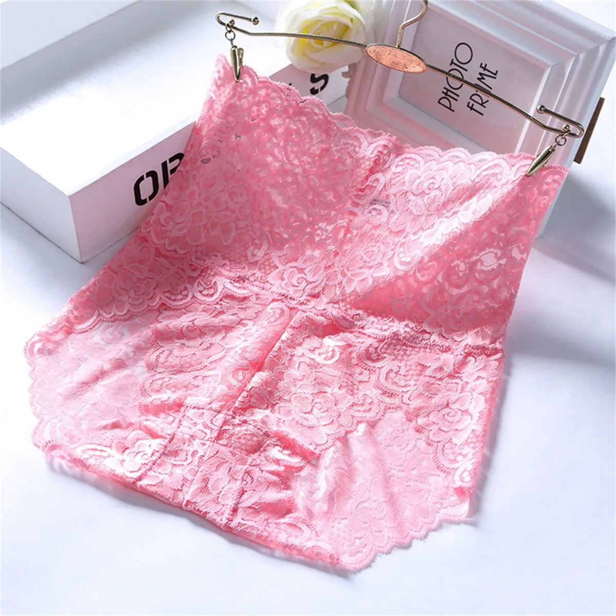 Culotte femme taille haute dentelle jacquard ajouré, sexy hipster grande taille sans couture respirante, culotte femme.