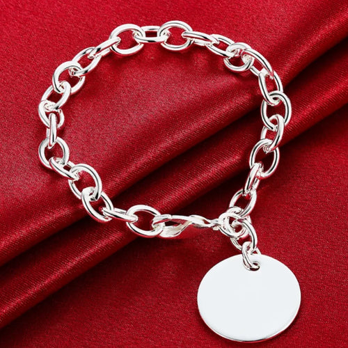 Bracelet de marque rond simple et tendance en argent sterling 925, idéal pour un port quotidien et cadeaux d’anniversaire ou de fêtes.