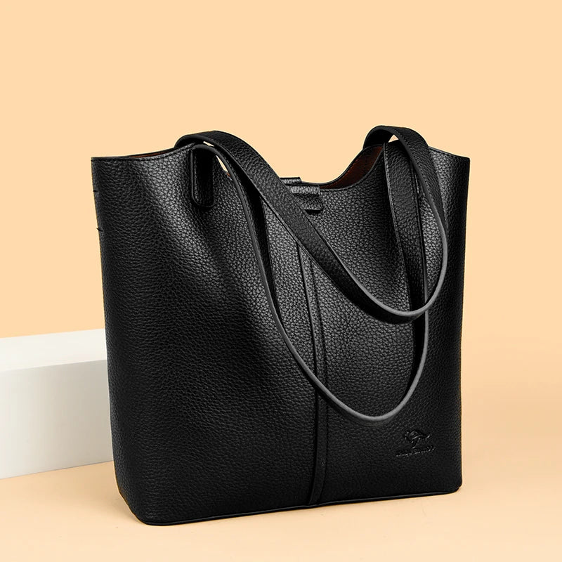 Sac à main en cuir PU pour femmes, grand tote carré, bandoulière polyvalente et mode.