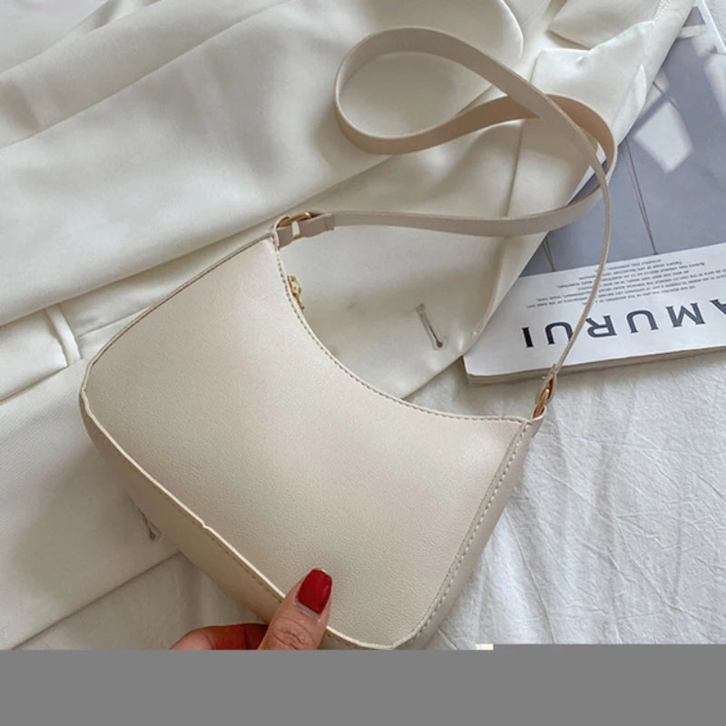 Sac à main pour femmes, mode rétro, couleur unie, bandoulière en cuir PU, sac hobo décontracté.