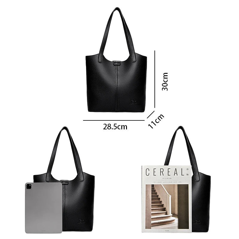 Sac à main en cuir PU pour femmes, grand tote carré, bandoulière polyvalente et mode.