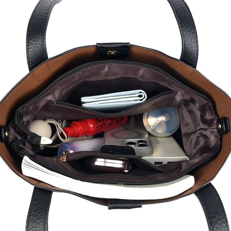 Sac à main en cuir PU pour femmes, grand tote carré, bandoulière polyvalente et mode.